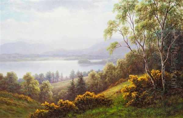 Langdale Pikes, Windermere And Bolton Woods, Yorkshire Oil Painting by William Mellor