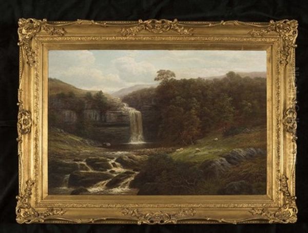 High Force Waterfall, Cumbria Oil Painting by William Mellor