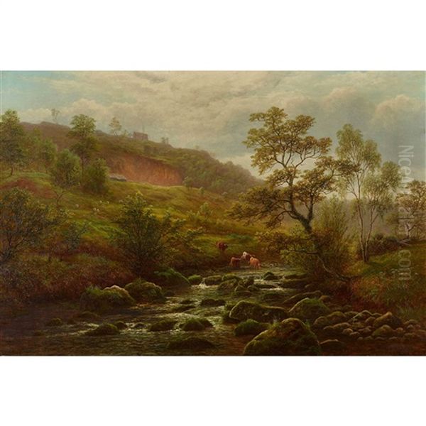 Birk Crag - From Oak Beck Near Harrogate Oil Painting by William Mellor