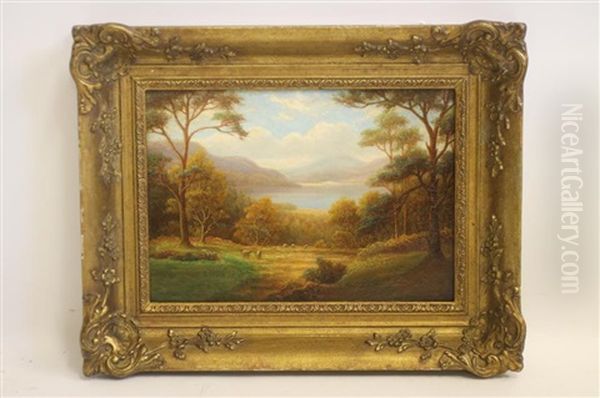 A Peep At Ullswater From The Hills, Westmorland Oil Painting by William Mellor