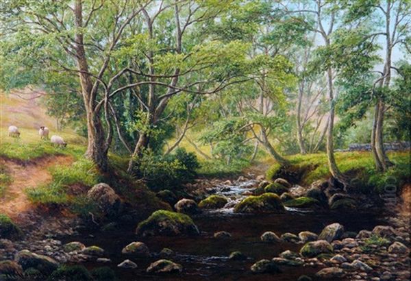 Bow Beck, Near Ben Rhydding Yorkshire Oil Painting by William Mellor