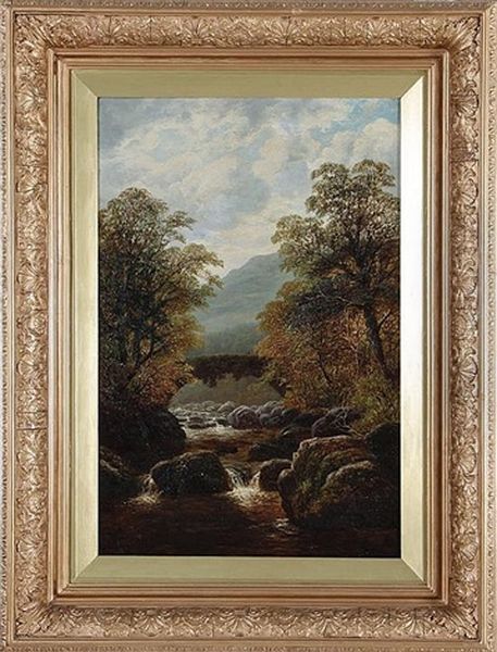 Pair Of Northern Welsh Landscapes: On The Lledr And Torrent Walk, Nr Dolgellau Oil Painting by William Mellor