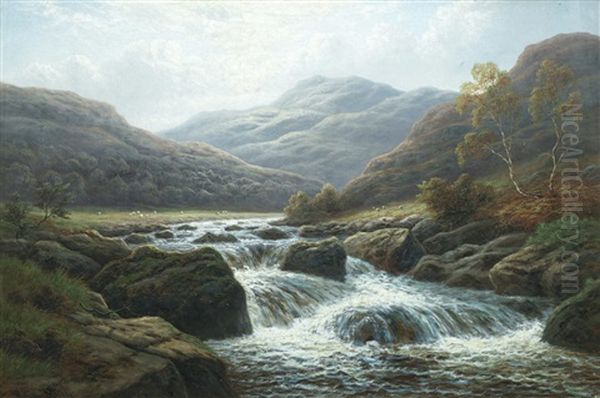 On The Llugwy, North Wales Oil Painting by William Mellor