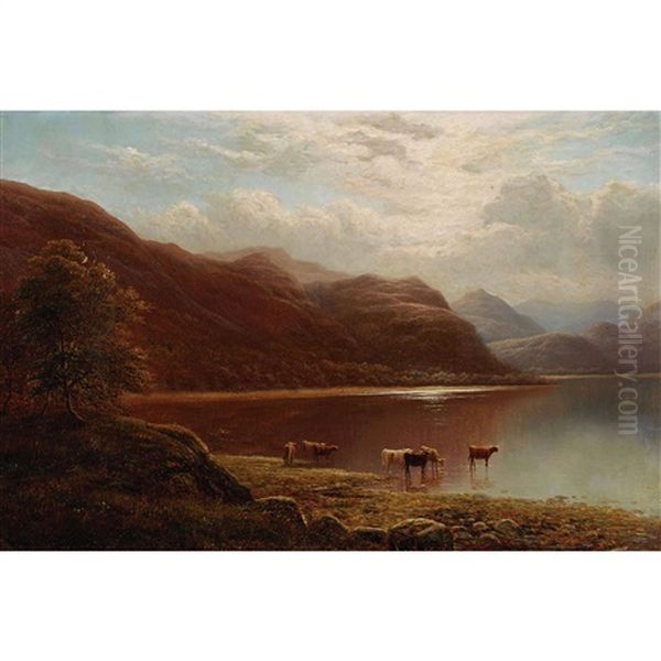 Lodore And Borrowdale From Derwentwater, Cumberland Oil Painting by William Mellor