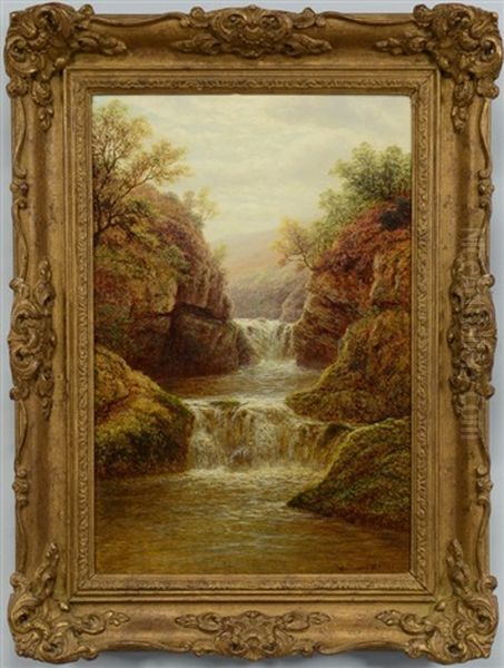 Baxenghyll Falls, Ingleton Oil Painting by William Mellor