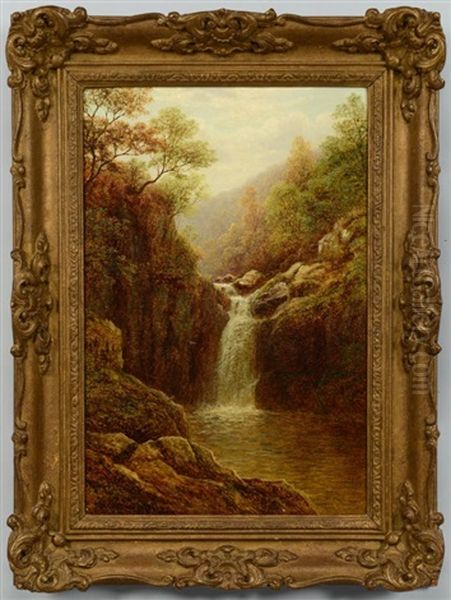 Pecca Falls, Ingleton Oil Painting by William Mellor