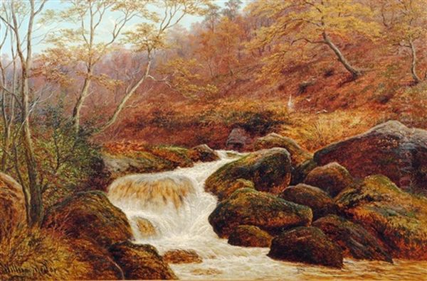 On The Burbage, Padley Woods, Derbyshire Oil Painting by William Mellor