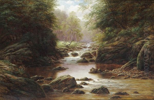 Swilla Glen, Ingleton Oil Painting by William Mellor