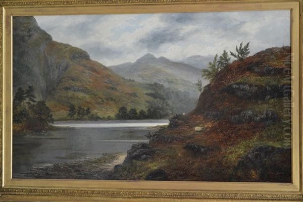 Sheep By The Side Of A Lake Oil Painting by William Mellor