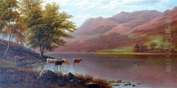 Landscape With Cattle Oil Painting by William Mellor