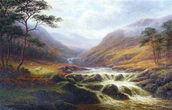 Mountain Stream Nr Capel Curing North Wales Oil Painting by William Mellor