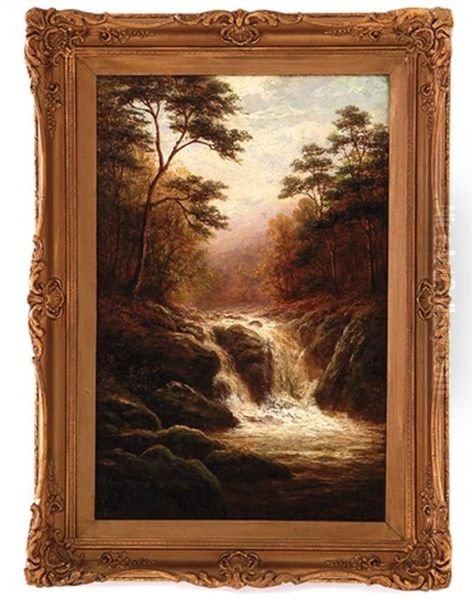 Falls On The River Llugwy, North Wales Oil Painting by William Mellor