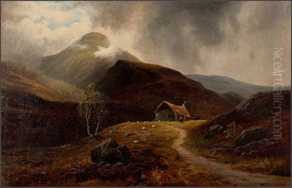 A Highland Home Oil Painting by William Mellor