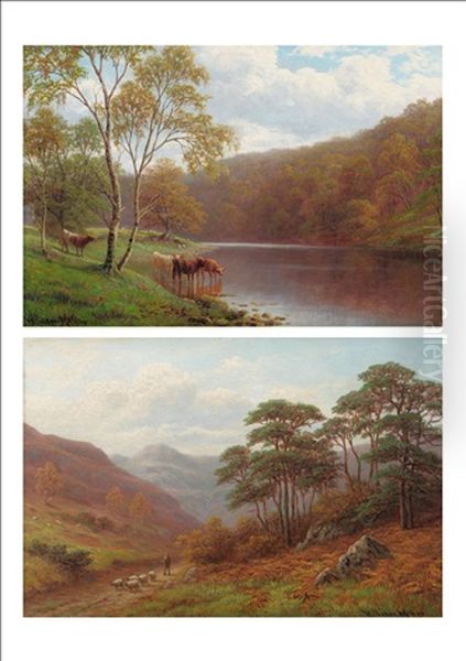 View In Langdale, Westmorland, With Pikes Oil Painting by William Mellor