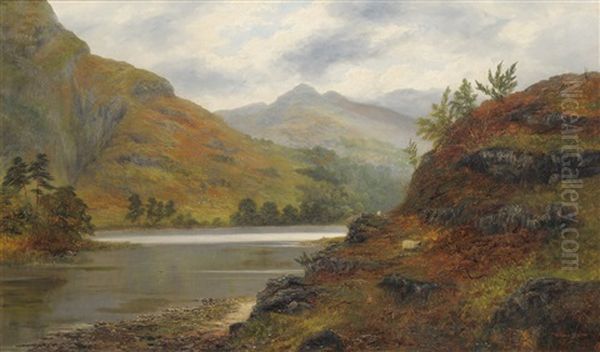 Sheep By The Side Of A Lake Oil Painting by William Mellor