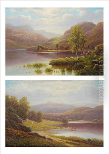 Rydal Lake From Loughrigg Side (+ Llyn Ogwen, North Wales; Pair) Oil Painting by William Mellor