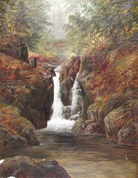 Lower Fall, Rydall Park, Ambleside, Westmorland Oil Painting by William Mellor