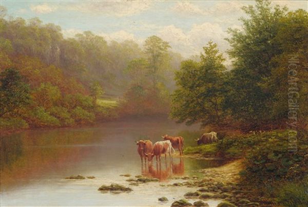 On The Nidd, Nr Knarrsbro (sic), Yorkshire Oil Painting by William Mellor