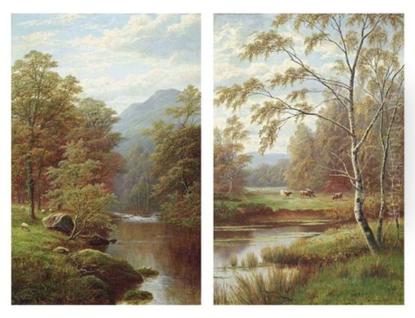 View Near Rokeby, Barnard Castle (+ On The Rothay, Westmoreland, Near Ambleside; Pair) Oil Painting by William Mellor