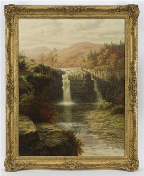 High Force Teesdale, Near Barnard Castle Oil Painting by William Mellor