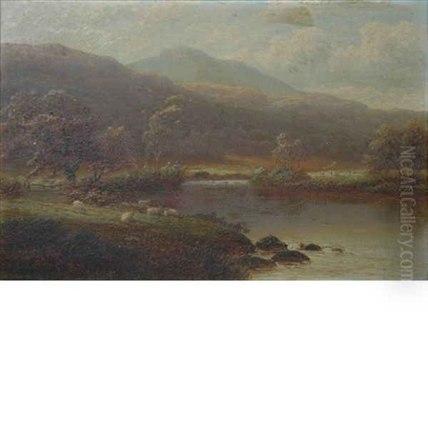 View In Borrowdale (cumberland)(+ On The Lledr, North Wales; 2 Works) Oil Painting by William Mellor