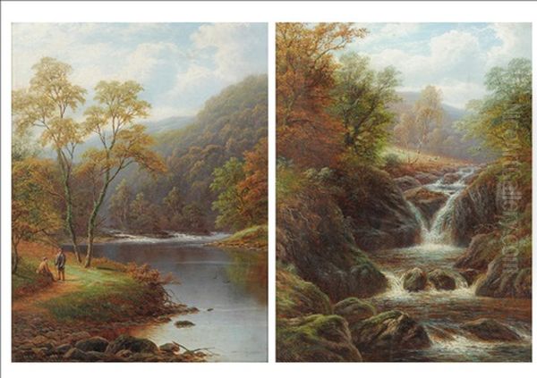 Meeting Of The Waters, Bolton Woods, Yorkshire (+ On The Scandale, Near Ambleside, Westmorland; Pair) Oil Painting by William Mellor