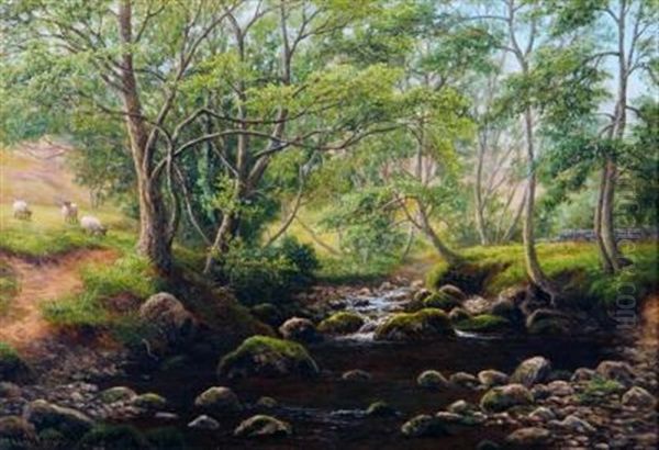 Bow Beck, Near Ben Rhydding, Yorkshire Oil Painting by William Mellor