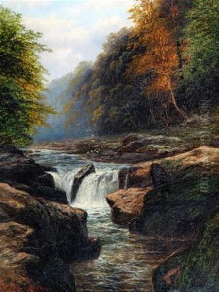 The Strid, Bolton Woods Oil Painting by William Mellor