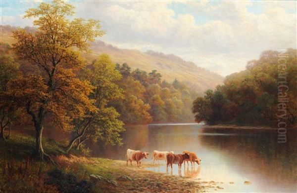 Calm Waters On The Wharfe, Bolton Woods, Yorkshire Oil Painting by William Mellor