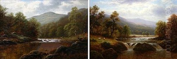 On The Lledr, North Wales (+ On The Llugwy, North Wales; Pair) Oil Painting by William Mellor