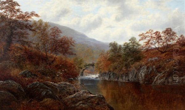 A View Of Pont-y-aberglaslyn, Wales by William Mellor