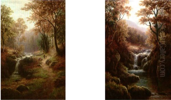 Woodland Brook, Near Bardon (+ Helks Ghyll Nidderdale; Pair) Oil Painting by William Mellor