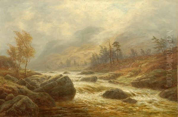 On The Llugwy, North Wales Oil Painting by William Mellor