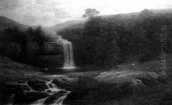 Hardraw Force, Teesdale Oil Painting by William Mellor