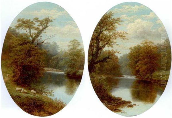 On The Wharfe, Bolton Woods, Yorkshire (+ On The Nidd, Yorkshire; Pair) Oil Painting by William Mellor