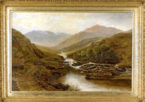 Mountainous River Landscape Oil Painting by William Mellor