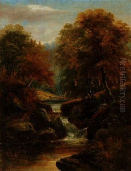 Falls Near Dolgelly, N. Wales Oil Painting by William Mellor