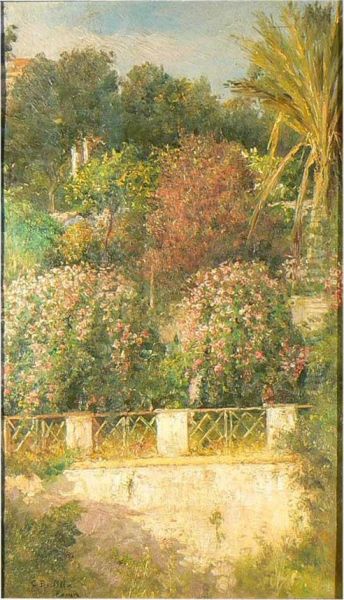 Angolo Fiorito Di Villa Borghese Oil Painting by Cesare Bertolla