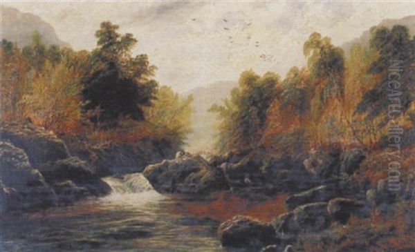 On The Lledr Near Bettws-y-cord, North Wales Oil Painting by William Mellor