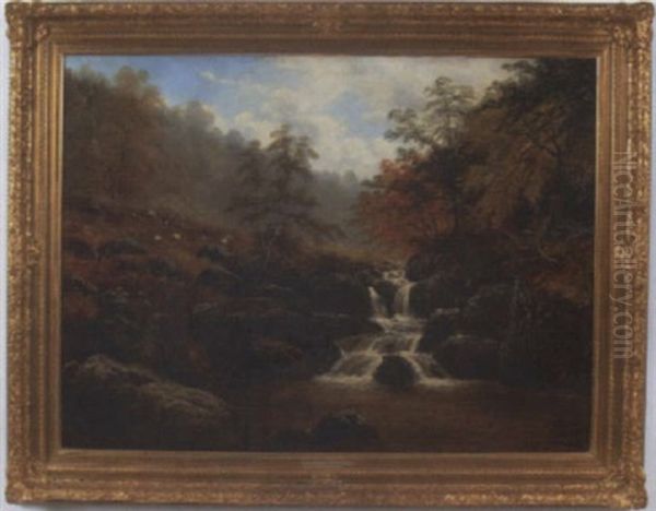 Landscape With Brook And Sheep Oil Painting by William Mellor