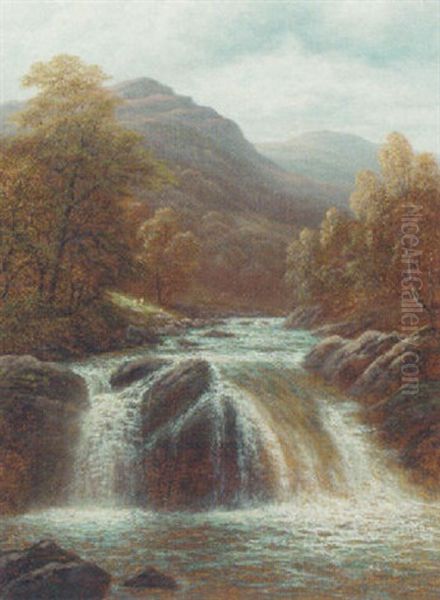 Falls On The Llugwy, North Wales Oil Painting by William Mellor