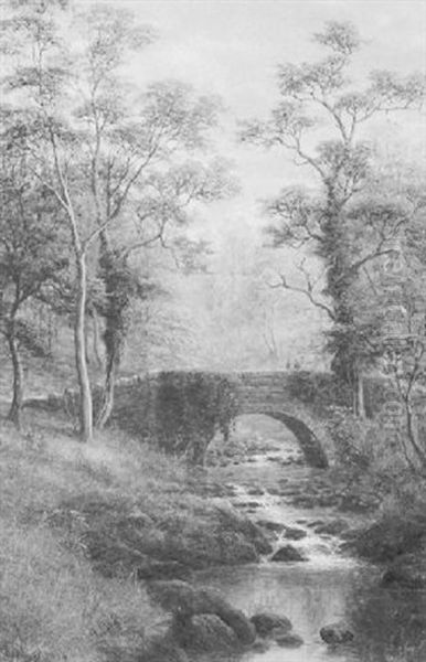 Old Bridge, Posforth Ghyll, Bolton Woods Oil Painting by William Mellor