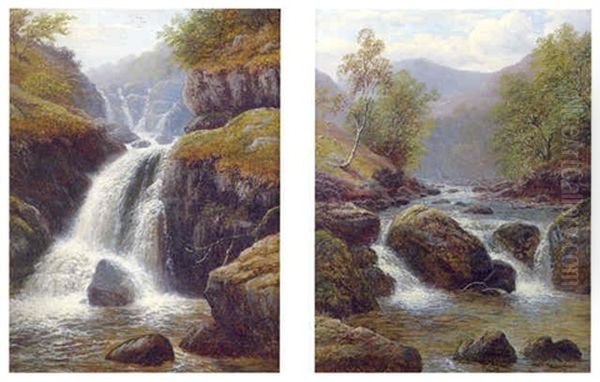 Swallow Falls In The Machny, North Wales Oil Painting by William Mellor