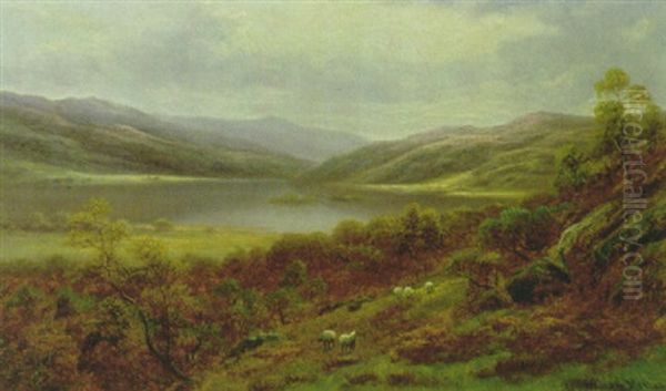 Rydal Lake From The Hills, Westmoreland Oil Painting by William Mellor