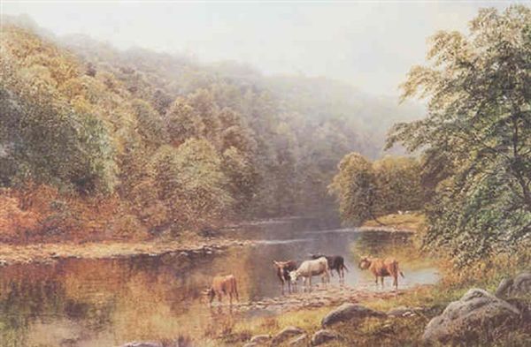 On The Wharfe, Bolton Abbey Oil Painting by William Mellor