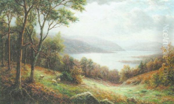 A Peep Of Windermere From The Hills Oil Painting by William Mellor