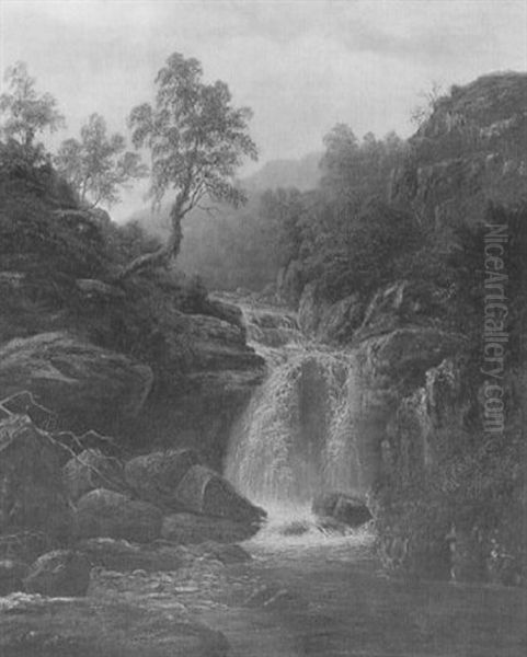 Wasserfall In Cumberland/england Oil Painting by William Mellor