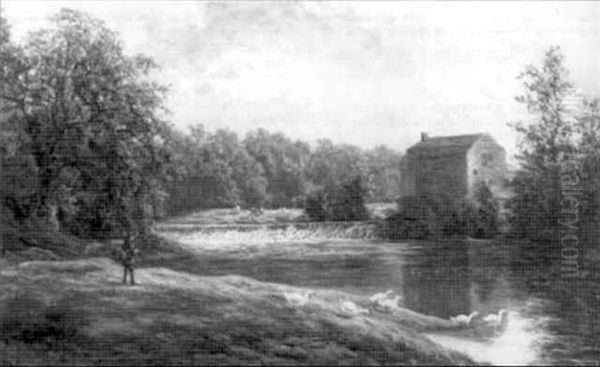 Old Mill On The Nidd Near Knaresborough Oil Painting by William Mellor