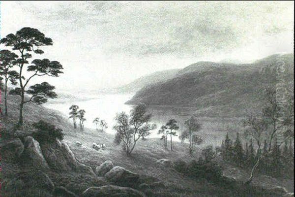 The Three Reaches Of Ulswater From The Hills Oil Painting by William Mellor