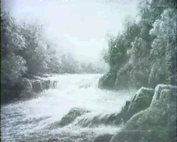 The Ure In Flood, Nr Aysgarth, Wensleydale  On The Wharfe Bolton Abbey, Yorkshire Oil Painting by William Mellor